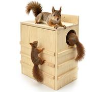 Aiwosana Large Wooden Squirrel House for Outside, Widened Squirrel Nesting Box and Shelter for Squirrels and Chipmunks, Easy to Mount Squirrel Boxes for Backyard Tree or Fence