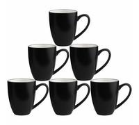 AiXception Black Coffee Mugs Set of 6 for Latte Cappuccino Hot Chocolate Dishwasher, Microwave Safe Stoneware Cups Set 12OZ(350ml) White Inside