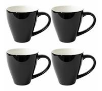 AiXception Ceramic Coffee Mugs, 320 ml, Black, Modern Design, Set of 4, Microwave Safe