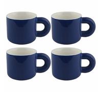 AiXception Ceramic Coffee Mugs, Set of 4, 320 ml, Blue, Modern Geometric Style, Microwave Safe