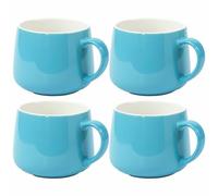 AiXception Ceramic Coffee Mugs Set of 4, 320 ml, Modern Geometric Style, Microwave Safe, Blue