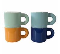 AiXception Ceramic Coffee Mugs, Set of 4, 320 ml, Yellow, Modern Style, Microwave Safe