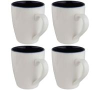 AiXception Ceramic Coffee Mugs Set of 4, 450ml, White with Orange Red Blue Interior, Microwave & Dishwasher Safe (White Blue)