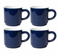 AiXception Ceramic Coffee Mugs Set of 4, Black with White Interior, 320ml, Microwave Dishwasher Safe, Modern Geometric Design