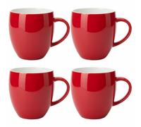 AiXception Ceramic Coffee Mugs Set of 4, Classic Red, White Interior, Microwave Dishwasher Safe, Classic Design 320 ml