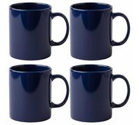 AiXception Ceramic Coffee Mugs, Set of 4, Navy Blue with White Interior, 320 ml, Microwave Safe, Geometric Pattern