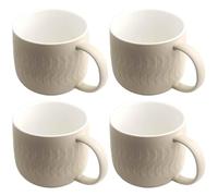 AiXception Ceramic Coffee Mugs Set of 4, White with Geometric Pattern, Microwave and Dishwasher Safe, 450ml