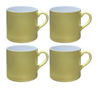 AiXception Geometric Line Relief Ceramic Mugs Set of 4, 320ml Stoneware Coffee Tea Cups, Yellow