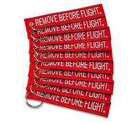 AIXEPA 10x Remove Before Flight Red/White Key Chain 5.5" x 1" (10 Pack)