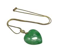 AIXILAN Jade Necklace, 100% Natural Green Jade Pendant With 925 Sterling Silver Heart Setting, Women's Minimalist Bezel Pendant Necklace