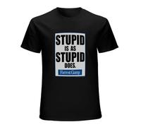 AIXINLI Forrest Gump Romance Comedy Drama Movie 1994 Stupid is AS Stupid Does O-Neck 100% Cotton Short Sleeve Unisex T-Shirt S Black
