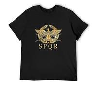 AIXINLI SPQR Roman Empire O-Neck 100% Cotton Short Sleeve Unisex T-Shirt M Black