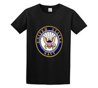 AIXINLI United States Navy Distressed Seal O-Neck 100% Cotton Short Sleeve Unisex T-Shirt S