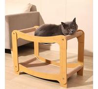 AIXINPET Two-Level Sisal Cat Scratcher Bed - Extra Large Lounge with Scratch Mats, Soft & Comfortable Beds for Indoor Kittens, Adult Cats & Furry Pets - Stable and Durable Hammock, Sturdy Wooden Frame