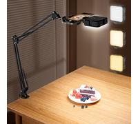 AIXIPI Overhead Phone Mount with Light, Angle Adjustable Phone Stand for Filming, Overhead Phone Tripod Compatible with iPhone for YouTube, Tiktok, Live Stream, Video Recording