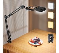 AIXIPI Overhead Phone Mount with Light, Angle Adjustable Phone Stand for Filming with Remote, Overhead Tripod Compatible with iPhone for YouTube, Tiktok, Live Stream, Video Recording