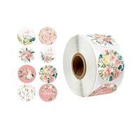 AIXITONG Floral Love Stickers Roll Flowers Paper Labels Floral Round Baking Stickers for DIY Craft Card Festival Decoration Party Gift