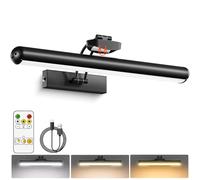 AIXPI Picture Lights for Wall, Battery Operated Wall Lights with Remote, Dimmers, Timers & 3 Color Temps, 12.6 in Rechargeable LED Metal Wall Sconces for Living Room, Artworks, Black 1 Pack