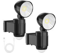 AIXPI Rechargeable Battery Powered Outdoor Lights, USB Charging LED Security Lights Outdoor Motion Sensor, Timing Outside Light for Day or Night, Flood Light Spotlight for Garage Yard Garden (2 Pack)