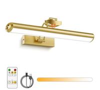 AIXPI Rechargeable Picture Lights, 4000mAh Battery Operated Wall Lights with Remote, Dimmers, Timers & 3 Color Temps, 12.6" Wireless Magnetic Art Light for Living Room, Artworks, Gold 1 Pack