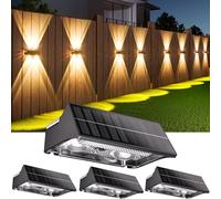 AIXPI Solar Fence Lights Outdoor Garden, 4 Pack RGB Solar Powered Wall Lights with 11 Modes, Up/Down Lighting & IP65 Waterproof for Courtyards, Patio, Deck, Pool, Gate, Yard and Path