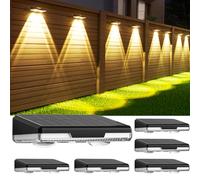 AIXPI Solar Fence Lights Outdoor Garden, 6-Pack Solar Powered Wall Lights with 3 Color Modes & IP65 Waterproof for Courtyards, Patio, Deck, Pool, Gate, Yard and Path