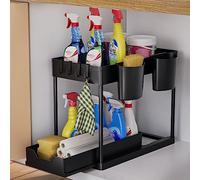 AIXPI Under Sink Storage Kitchen Organiser, Bathroom Storage 2 Tier Pull Out Kitchen Storage Cupboard Organiser Under Sink shelf, Home Organisation for Cabinet