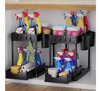 AIXPI Under Sink Storage Kitchen Organiser, Bathroom Storage 2 Tier Pull Out Kitchen Storage Cupboard Organiser Under Sink shelf, Home Organisation for Cabinet 2Pack
