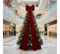 Aixzioli Big Red Bow for Christmas Tree Topper Velvet, 79 * 16in Large Velvet Christmas Bows Decor, Long Satin Ribbon Giant Velvets Bow for Chris-Tmas Trees for Home Wreath Wall Holiday (Wine Red)