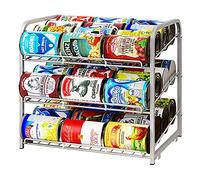 AIYAKA Can Rack Organizer, 3 Tier Stackable Can Storage Dispenser, for Food Storage, Kitchen Cabinets or Pantry, Storage for 36 Cans, Silver