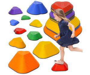 AIYAPLAY 11PCs Heart-Shaped Kids Stepping Stones Balance & Motor Skills, Multicoloured Aosom UK