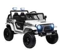 AIYAPLAY 12V Battery Powered Kids Ride On Car, Electric Truck w/ Spring Suspension, Remote, Music Horn Lights - White