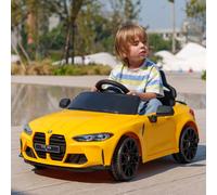 AIYAPLAY 12V BMW M4 Licensed Kids Electric Car w/ Remote, Suspension, Black in Yellow AIYAPLAY Yellow