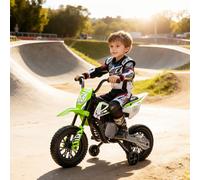 Aiyaplay 12V Kids Electric Motorbike W/ Twist Grip Throttle, Music - Green, Green
