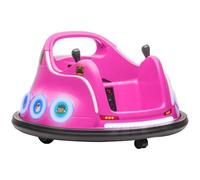 AIYAPLAY 12V Kids Bumper Car, Angry Bird Licensed 360° Children Electric Waltzer Car with Joysticks, Remote Control, Music USB LED Lights, for 3-5 Years Old, Pink