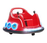 AIYAPLAY 12V Kids Bumper Car, Angry Bird Licensed 360° Children Electric Waltzer Car with Joysticks, Remote Control, Music USB LED Lights, for 3-5 Years Old, Red
