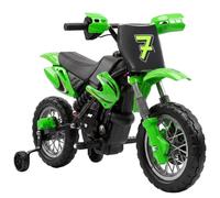 AIYAPLAY 12V Kids Electric Motorbike Dual Motors for 85-130 cm Green | Ride On Motorcycle, Training Wheels, Rear Suspension, Horn, Ages 3-6 Years