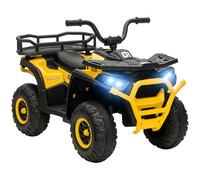 AIYAPLAY Kids 12V Electric Battery ATV Ride-On Quad Bike with Spring Suspension and Basket - Yellow, Yellow
