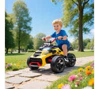 AIYAPLAY Kids Electric Ride On Car, 12V Ride On ATV Electric Vehicle Toy Car with MP3 Player, Horn, 2 Speeds, LED Lights, 3 Wheeler for Boys & Girls Ages 3-8, Yellow