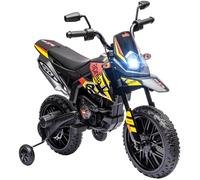 AIYAPLAY Kids 12V Aprilia Licensed Motorbike with Training Wheels and Spring Suspension - Yellow, Yellow
