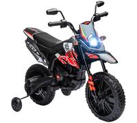 AIYAPLAY 12V Kids Motorbike Aprilia Licenced w/ Training Wheels, Red, Red