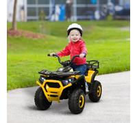 Aiyaplay 12V Kids Quad Bike W/ 4 Suspension Wheels, For 3-5 Years, Yellow