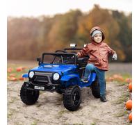 AIYAPLAY Electric Car for Kids, 12V Kids Ride On Car with 4 Spring Suspension Wheels, Parental Remote Control, Music Horn LED Lights, Blue