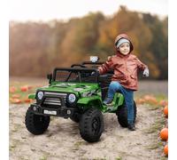 AIYAPLAY Electric Car for Kids, 12V Kids Ride On Car with 4 Spring Suspension Wheels, Parental Remote Control, Music Horn LED Lights, Green