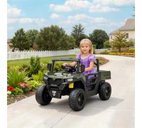 Aiyaplay 12V Kids Ride On Car, Kids Utv With Electric Dump Bed, Green