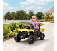 AIYAPLAY Kids Electric Car 12V Kids Ride on Car, UTV with Electric Dump Bed, 4-Wheel Suspension, Remote Control, Music, Horn, for 3-8 Ages, Yellow