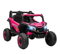 AIYAPLAY 12V Kids Ride On Car with Remote Control, Electric UTV with Slow Start, Suspension System, LED Lights, Music, USB Port, for Boys Girls 3-5 Years, Pink