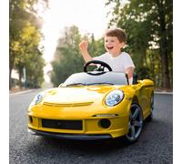 AIYAPLAY 12V Licensed RUF GT Kids Ride on Car with Suspension, Remote Control in Yellow AIYAPLAY Yellow