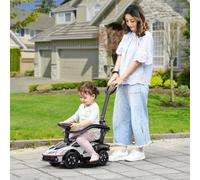 AIYAPLAY Licensed 2 in 1 Baby Ride on Push Car Toddler Push Along Car with Parent Handle Foot To Floor Slider with Horn Steering Wheel NO POWER for 1-3 Years, White