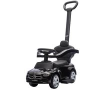 AIYAPLAY 2 in 1 Baby Ride on Push Car Toddler Sliding Car w/Storage Black | Mercedes-Benz C-Class Licensed Walker Foot to Floor Push-Along, Removable Handle, Guardrail, Horn Steering Wheel
